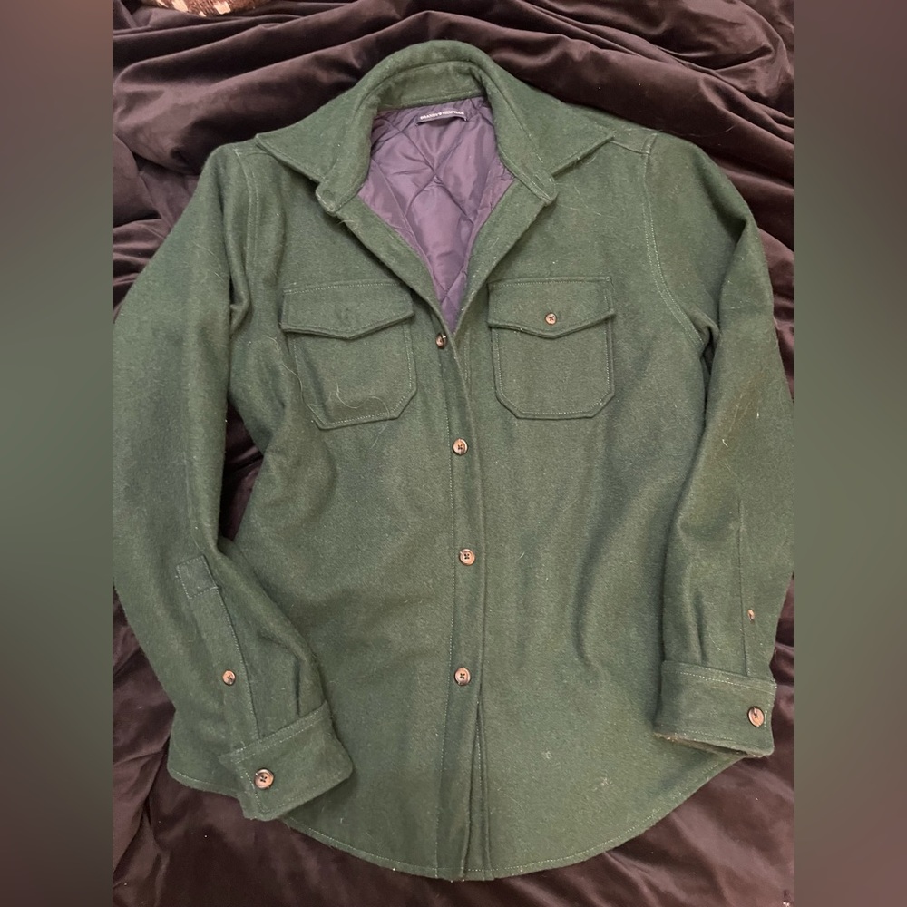 Brandy Melville wool shirt jacket in dark green
